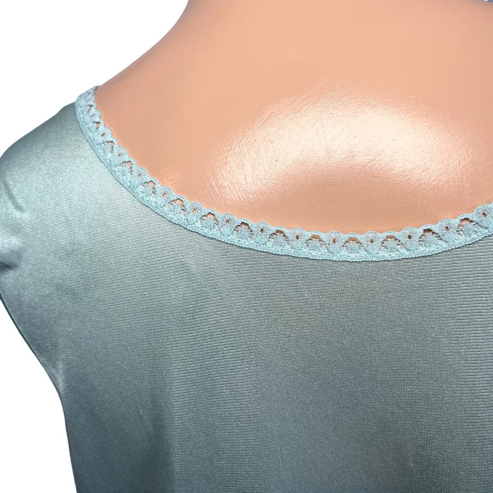 VTG 60s Handmade Blue Nylon Lace Trim Pleated Nightgown M Coquette Cottagecore - Picture 11 of 17